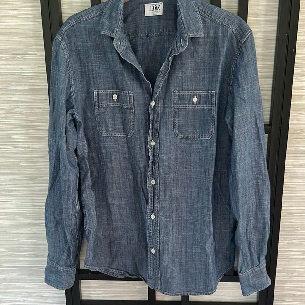 J. crew Crew cuts LOOK denim blue chambray 100% cotton long sleeve button down s